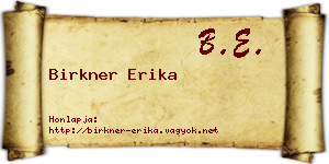 Birkner Erika névjegykártya